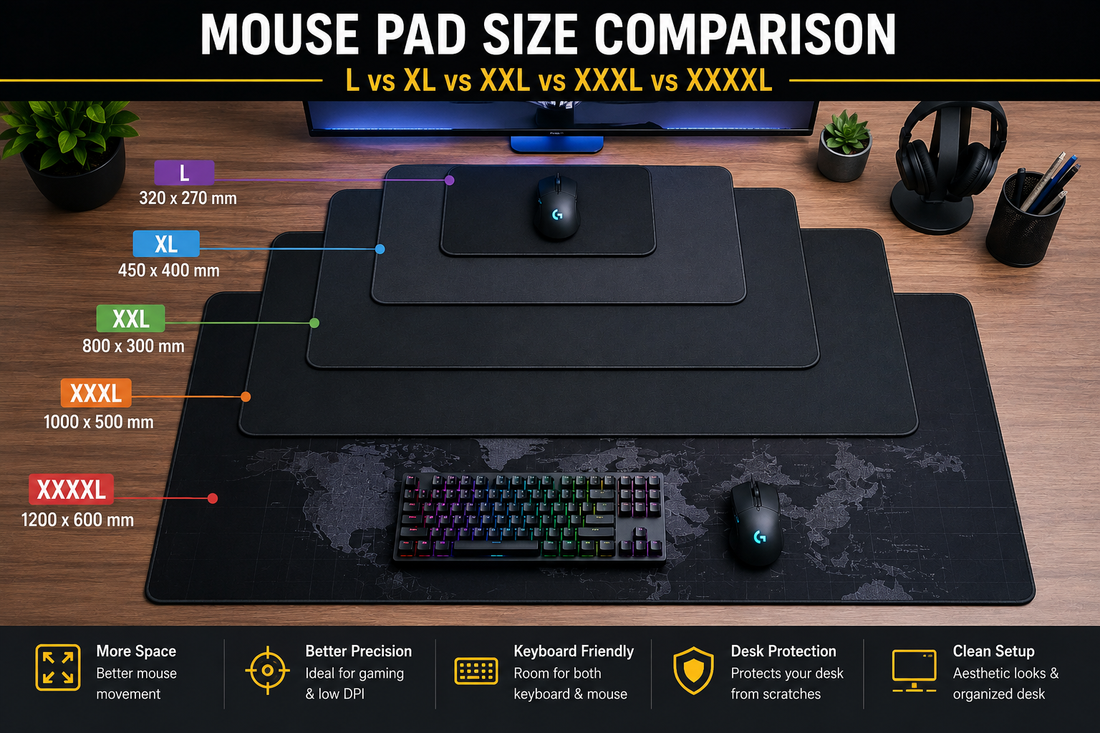 The Ultimate Mouse Pad Size Guide: L vs XL vs XXL vs XXXL vs XXXXL Mouse Pads