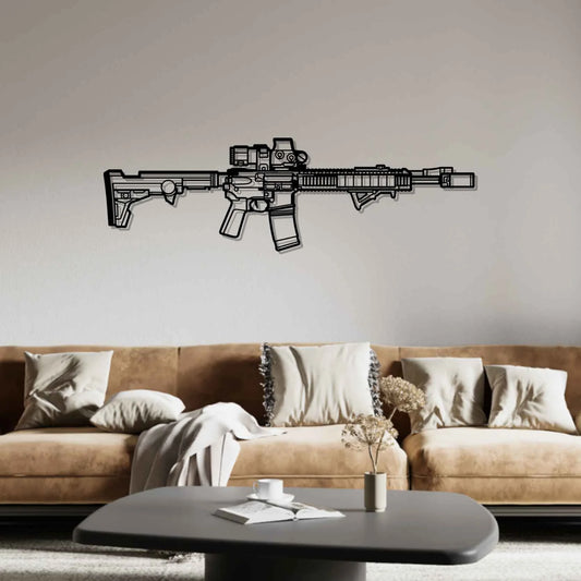 AR-15 5.56 Metal Gun Silhouette Wall Art