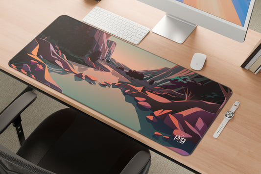 Lake Mountains Illustration - XXL and XXXXL Mouse Pad - PixelGears