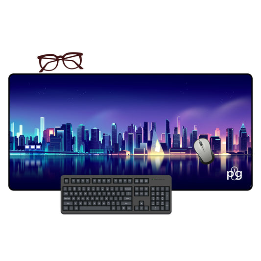 Cityscape Neon Aesthetic Reflections - XXL and XXXXL Mouse Pad - PixelGears
