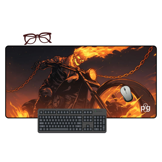 Ghost Rider Flaming Skull Motorcycle - XXL and XXXXL Mouse Pad - PixelGears