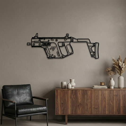 Vector Silhouette BGMI Metal Gun Silhouette Wall Art - PixelGears