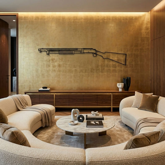 S1897 Silhouette BGMI Metal Gun Silhouette Wall Art - PixelGears