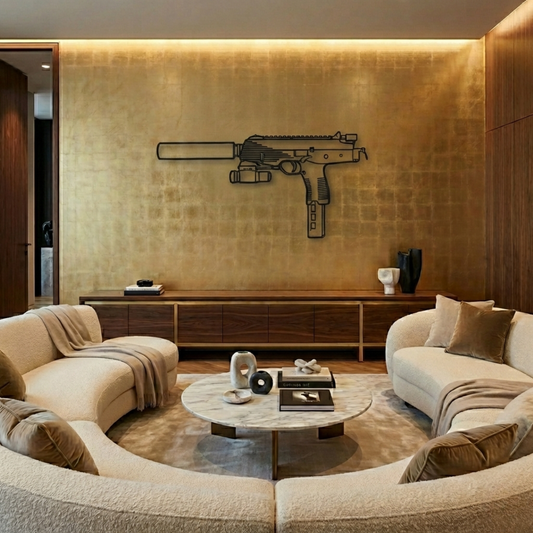 MP9 Silhouette BGMI Metal Gun Silhouette Wall Art - PixelGears