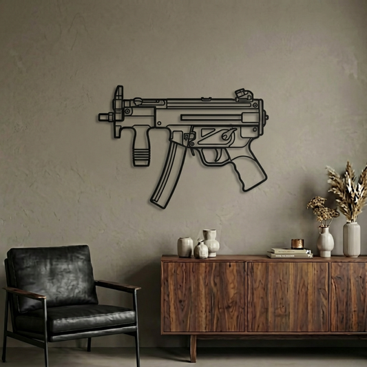 MP5K Silhouette BGMI Metal Gun Silhouette Wall Art - PixelGears