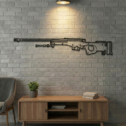 AWM Silhouette BGMI Metal Gun Silhouette Wall Art - PixelGears