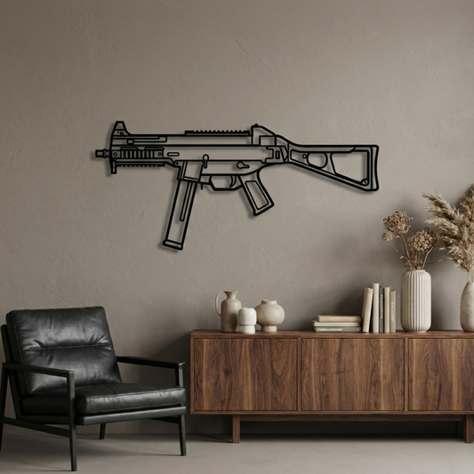 UMP Silhouette BGMI Metal Gun Silhouette Wall Art - PixelGears