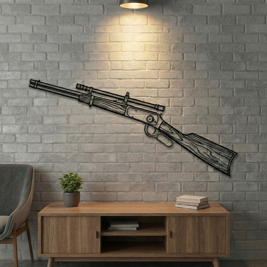 Win 94 Silhouette BGMI Metal Gun Silhouette Wall Art - PixelGears