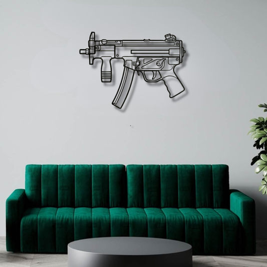 MP5K Silhouette BGMI Metal Gun Silhouette Wall Art - PixelGears