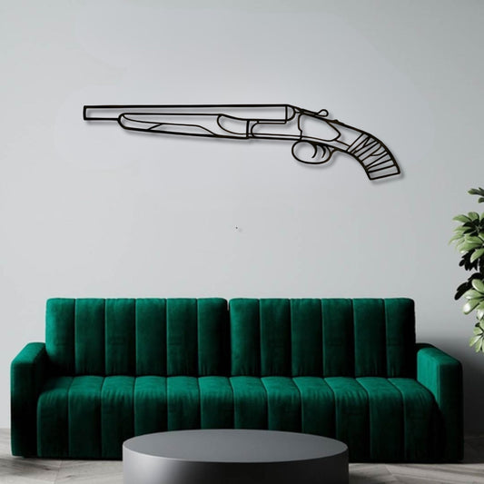 Sawed-Off Silhouette BGMI Metal Gun Silhouette Wall Art - PixelGears