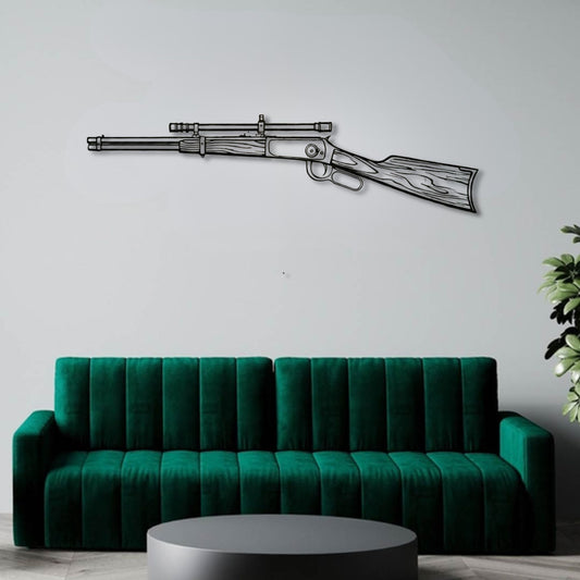 Win 94 Silhouette BGMI Metal Gun Silhouette Wall Art - PixelGears