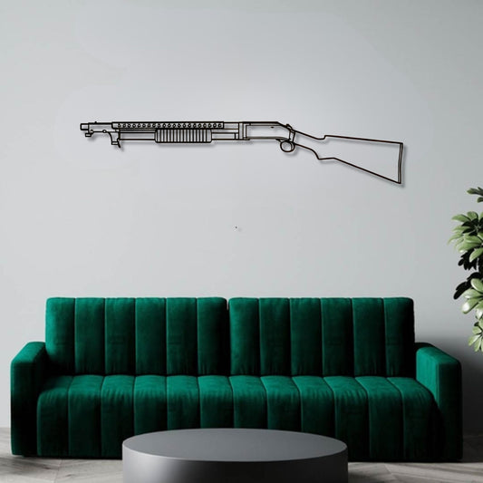 S1897 Silhouette BGMI Metal Gun Silhouette Wall Art - PixelGears