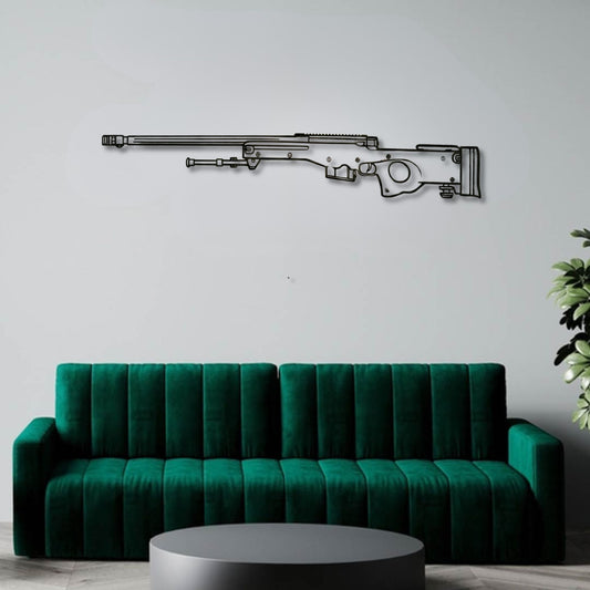 AWM Silhouette BGMI Metal Gun Silhouette Wall Art - PixelGears