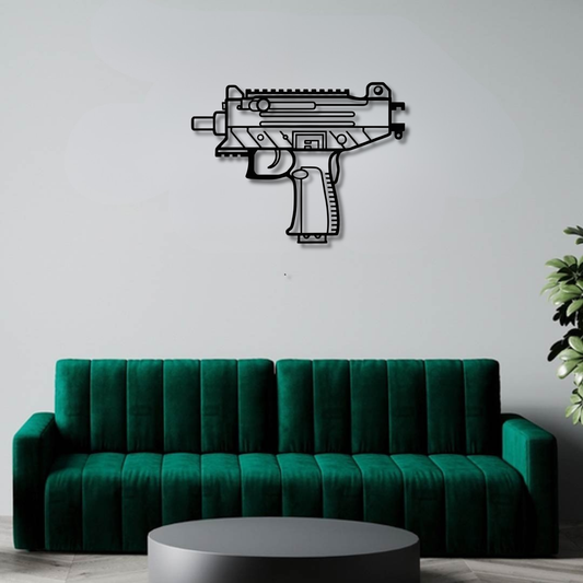 UZI Silhouette BGMI Metal Gun Silhouette Wall Art - PixelGears