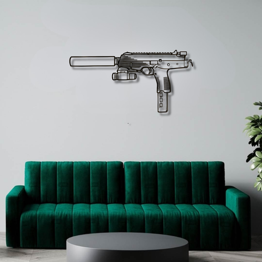 MP9 Silhouette BGMI Metal Gun Silhouette Wall Art - PixelGears