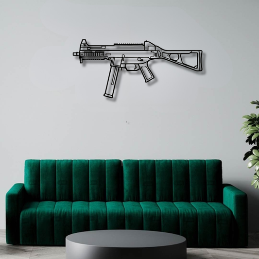 UMP Silhouette BGMI Metal Gun Silhouette Wall Art - PixelGears