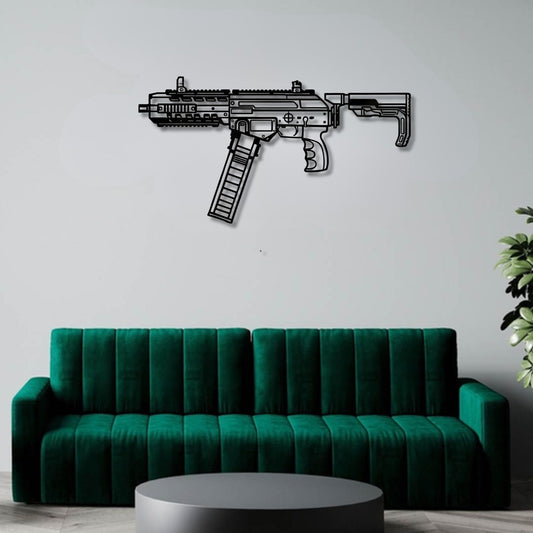 O12 Silhouette BGMI Metal Gun Silhouette Wall Art - PixelGears