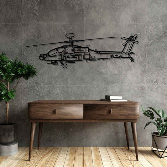 AH-64E Apache Silhouette   Metal Gun Silhouette Wall Art