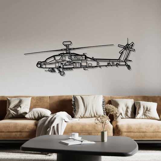 AH-64E Apache Silhouette   Metal Gun Silhouette Wall Art