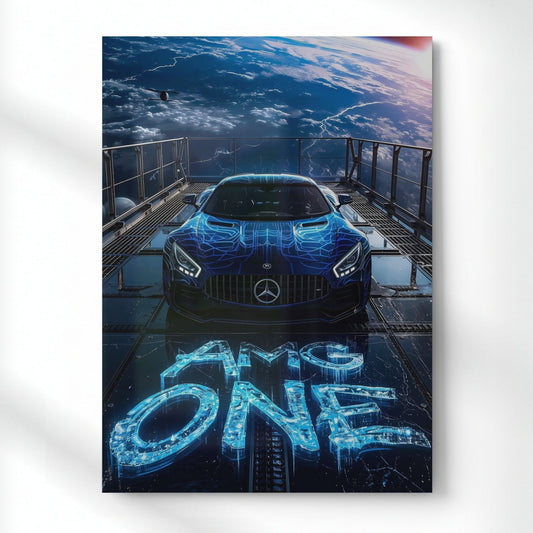 AMG ONE: Hyperdrive Orbit Metal Poster | Aesthetic Pop Art Wall Decor & Painting