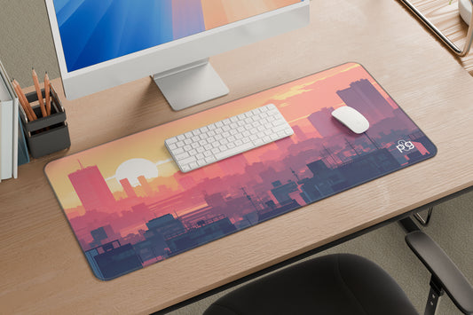 Aesthetic Cityscape Sunrise Pink - XXL and XXXXL Mouse Pad - PixelGears