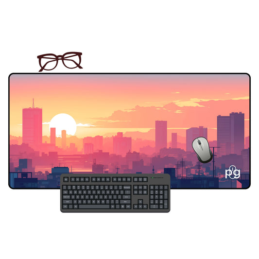 Aesthetic Cityscape Sunrise Pink - XXL and XXXXL Mouse Pad - PixelGears