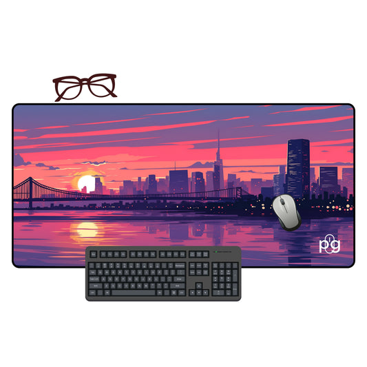 Aesthetic Cityscape Sunset Bridge - XXL and XXXXL Mouse Pad - PixelGears