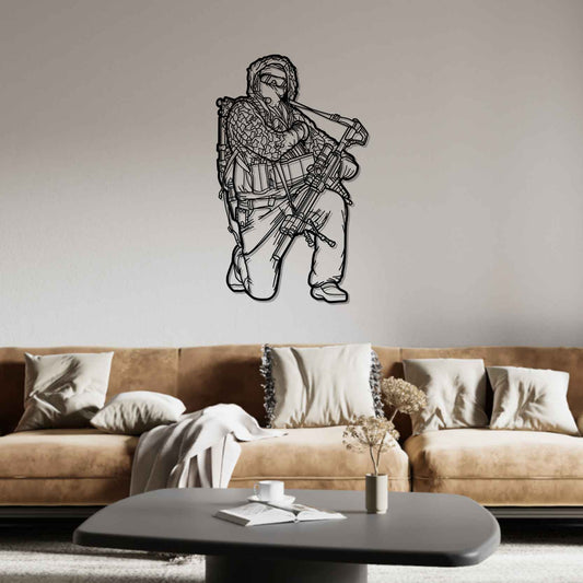 American Operator Silhouette  Metal Gun Silhouette Wall Art