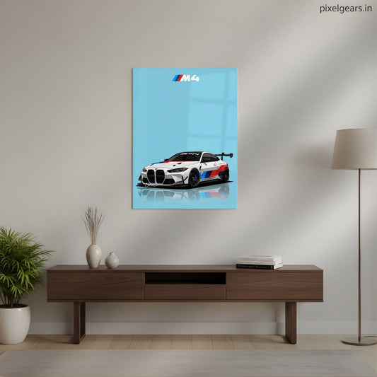 BMW M4: The Heritage Livery Metal Poster | Aesthetic Pop Art Wall Decor & Painting