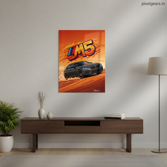 BMW M5 Drifting Art Metal Poster | Aesthetic Pop Art Wall Decor & Painting