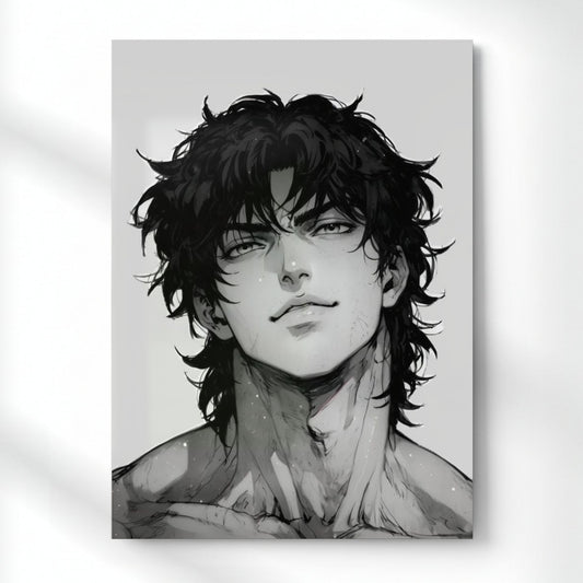 Baki Intense Portrait Metal Poster | Aesthetic Pop Art Wall Decor & Painting