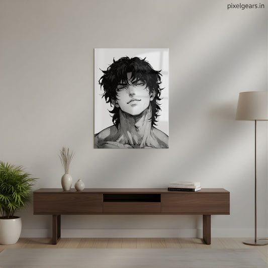 Baki Intense Portrait Metal Poster | Aesthetic Pop Art Wall Decor & Painting