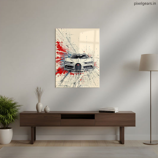Bugatti: Abstract Hyper-Velocity Metal Poster | Aesthetic Pop Art Wall Decor & Painting