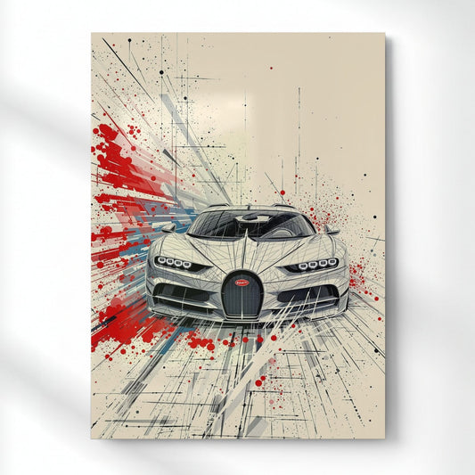 Bugatti: Abstract Hyper-Velocity Metal Poster | Aesthetic Pop Art Wall Decor & Painting