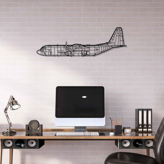C-130 Hercules Silhouette  Metal Gun Silhouette Wall Art