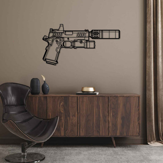 C2 Front Silhouette   Metal Gun Silhouette Wall Art