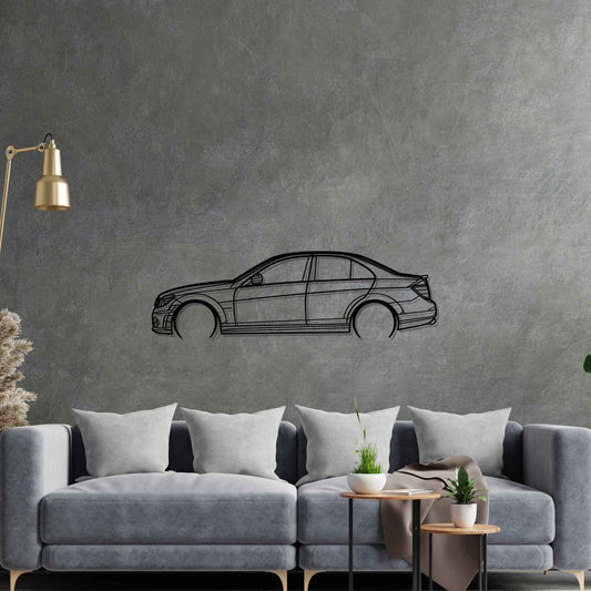 Mercedes C63 AMG 2009 Metal Wall Art Car Silhouette | Personalized Car Gift For Men - PixelGears