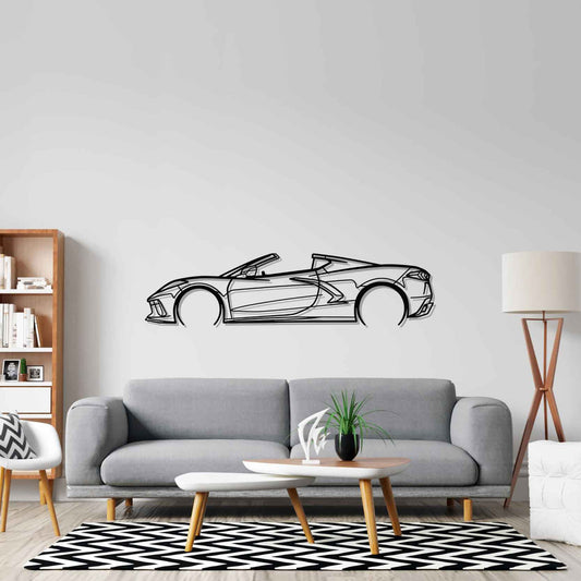 Chevrolet C8 3LT 2023 Metal Wall Art Car Silhouette | Personalized Car Gift For Men - PixelGears
