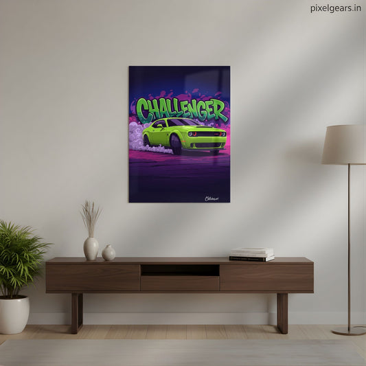 Challenger Graffiti Art Metal Poster | Aesthetic Pop Art Wall Decor & Painting