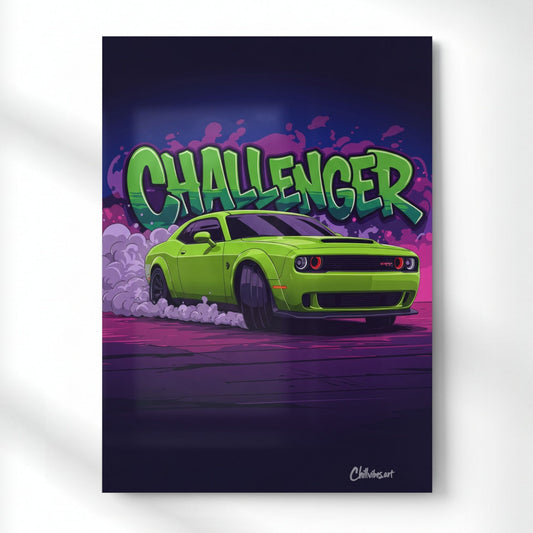 Challenger Graffiti Art Metal Poster | Aesthetic Pop Art Wall Decor & Painting