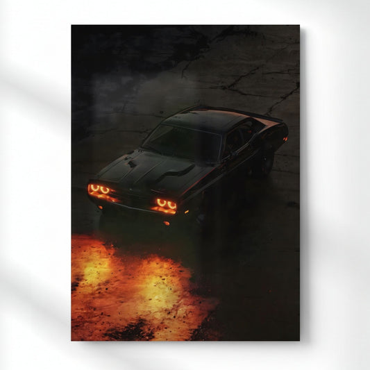 Classic Muscle Car Burn Metal Poster | Aesthetic Pop Art Wall Decor & Painting