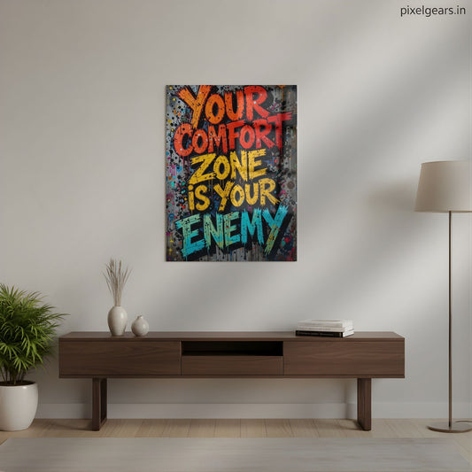 Comfort Zone Is Enemy Metal Poster | Aesthetic Pop Art Wall Decor & Painting