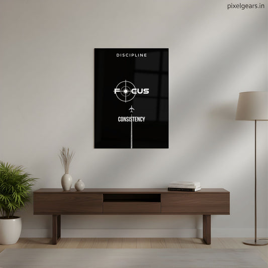 Consistency | Discipline | Focus Metal Poster | Aesthetic Pop Art Wall Decor & Painting