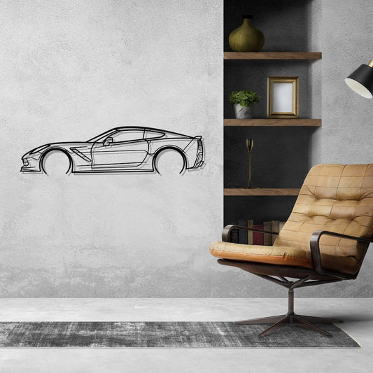 Chevrolet Corvette C7 Metal Wall Art Car Silhouette | Personalized Car Gift For Men - PixelGears