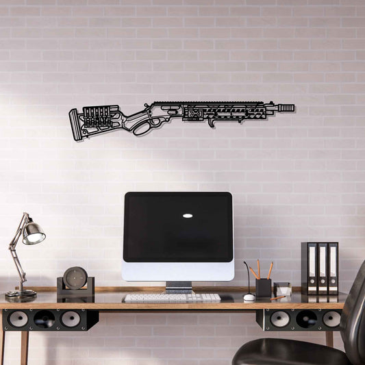Dark 336 Silhouette  Metal Gun Silhouette Wall Art