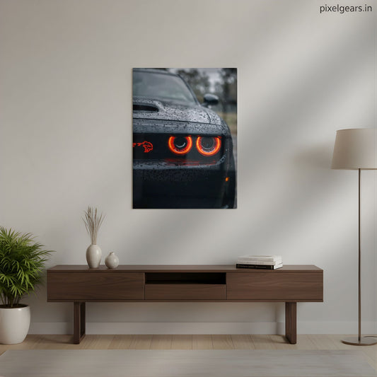 Demon Eyes Car Print Metal Poster | Aesthetic Pop Art Wall Decor & Painting