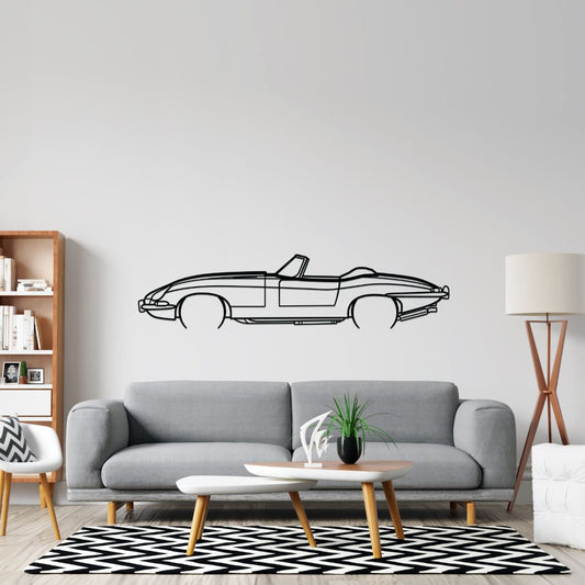 Jaguar E-Type Roadster Metal Wall Art Car Silhouette | Personalized Car Gift For Men - PixelGears