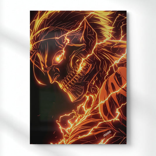 Eren Fire Titan Mode Metal Poster | Aesthetic Pop Art Wall Decor & Painting