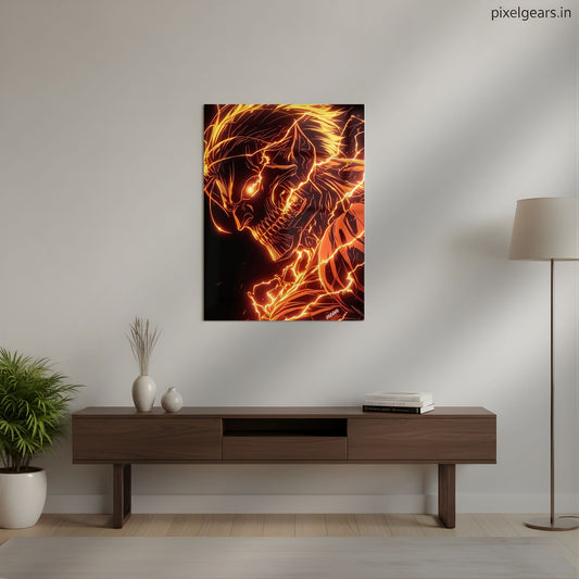 Eren Fire Titan Mode Metal Poster | Aesthetic Pop Art Wall Decor & Painting