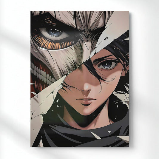Eren & Attack Titan Metal Poster | Aesthetic Pop Art Wall Decor & Painting
